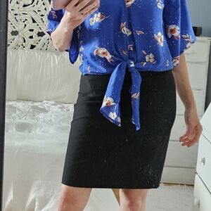 Halogen Black Pencil Skirt Knee-Length Work